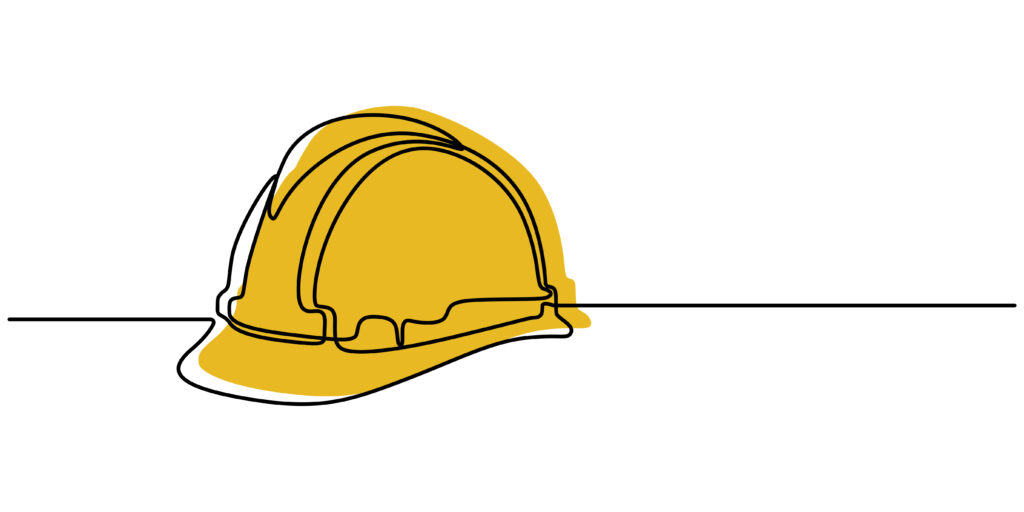 casque de chantier sur fond blanc